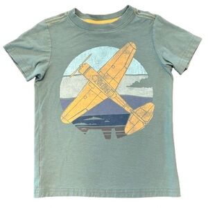 Tea Collection Boys Size 5, Green and Yellow Airplane Short Sleeve Tee/T-shirt
